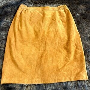 Vintage 90s Tower Hill Suede Leather Mustard Skirt